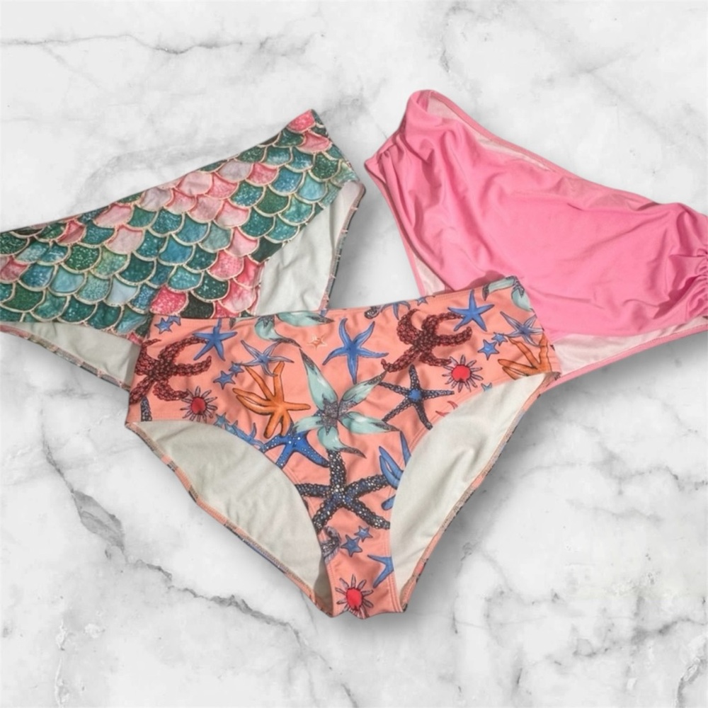 *3* SHEIN Pink Bikini‎ Bottoms Mermaid Seashell size 4x all NWOT